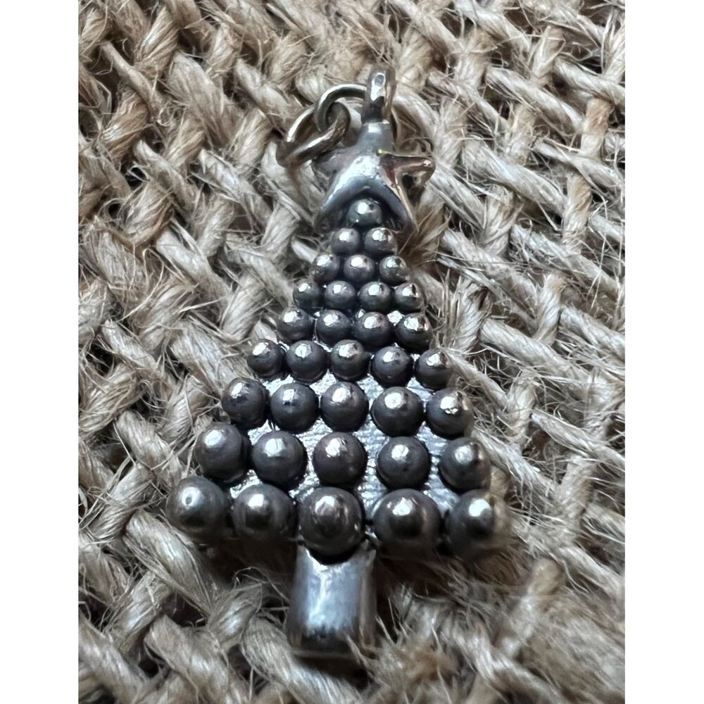 Silver Christmas Tree Charm 1" Tall for Crafting Jewelry Necklace Bracelet